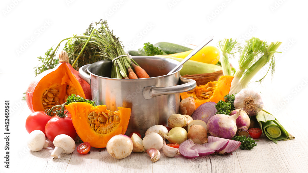 Wall mural cooking pot and vegetable for soup - Wall murals