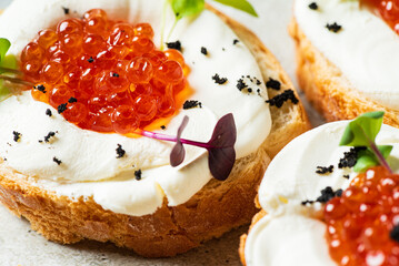 canape with caviar and herbs