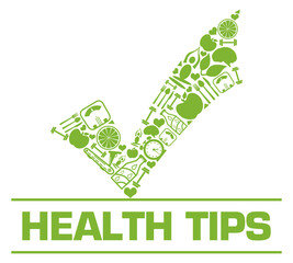 Health Tips Green Health Symbols Tick Mark On Top 