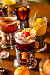 winter drinks with berries and fruits,