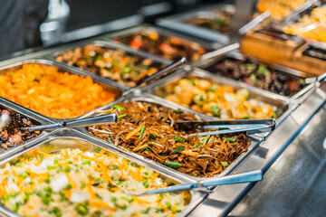 Asian food sold in a shopping mall food court