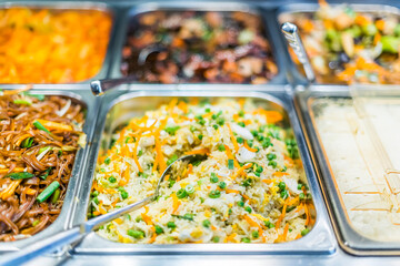 Asian food sold in a shopping mall food court