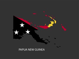 Sticker outline map of the Papua New Guinea, Papua New Guinea flag.