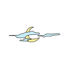 Halloween concept. hand drawn doodle element for Halloween. moon covered with clouds. isolated vector illustration on white background