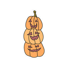 Halloween concept. hand drawn doodle element for Halloween. jack o lantern, pumpkin candle. isolated vector illustration on white background