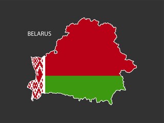Obraz premium Sticker outline map of the Belarus, Belarus flag.