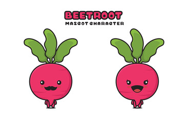 cute beetroot mascot, fresh fruit cartoon illustration