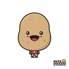 cute potato mascot, fruit cartoon illustration