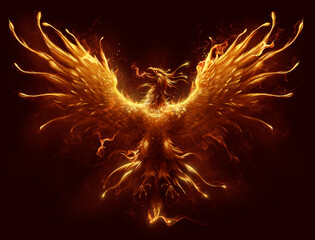 Phoenix digital painting. Burning bird phoenix digital painting. - obrazy, fototapety, plakaty