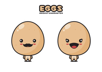 cute egg mascot cartoon illustration