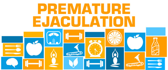 Premature Ejaculation Blue Orange Health Symbols Grid Top Text 
