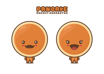 cute pancake mascot, food cartoon illustration