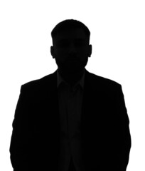 Silhouette of anonymous man on white background