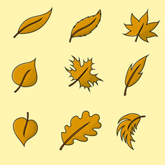 Dried leaves isolated vector illustration. orange leaf design element used for summer and autumn design poster, banner, flyer