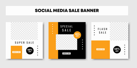 A bundle social media post design templates backgrounds with copyspace. Editable post template social media banners for digital marketing. Fashion sale banner template for social media post