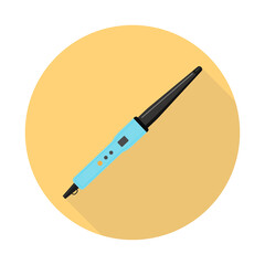 Flat vector icon of cone curling iron, good symbol of hairdressing equipment. 