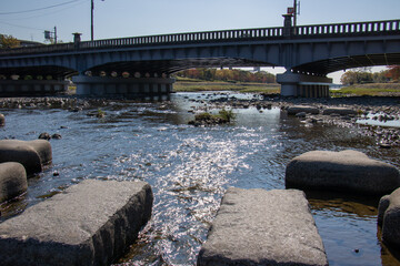 京都　鴨川と橋