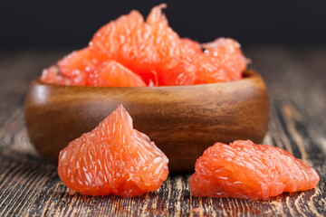 sour ripe grapefruit peeled and divided
