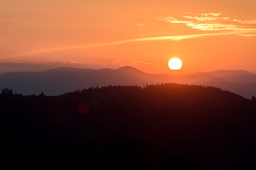 Majestic sunset in the mountains landscape