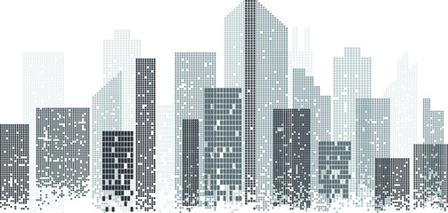 Building and City Illustration, City scene at night time. vector illustrations