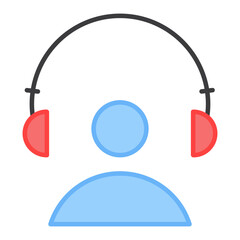 A unique design icon of avatar wearing headphones , listening music
