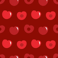 Red juicy cherry vector seamless pattern background for food and nature design.
