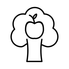 Apple Tree Vector Line Icon Design