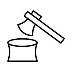 Wood Cutting Vector Line Icon Design