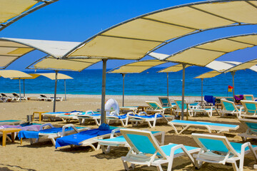 waves on the beach in kemer, antalya turkey