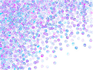 Blue spangles confetti scatter vector composition. Festive sparkling paillette particles holiday decoration flatlay. New Year confetti placer glossy background.