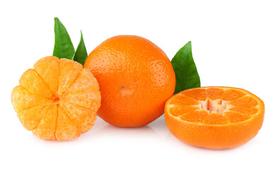 Tangerines isolated on a white background.