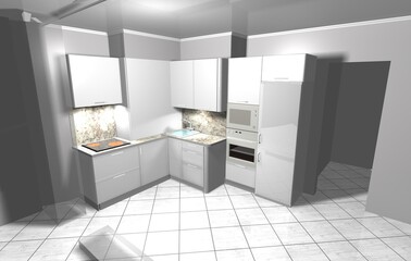 kitchen 3d render modern  interior - 452467938