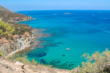 Fototapeta premium top view of the Mediterranean Sea. Seascape with turquoise clear water