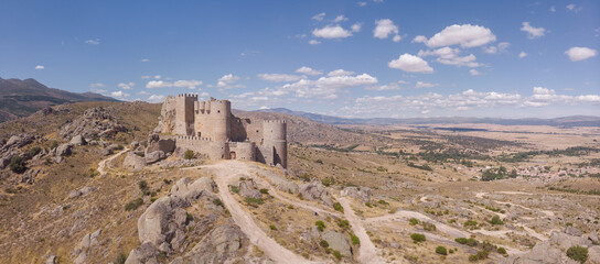 Aerial view of the Aunqueospese castle in the province of Avila, Spain.