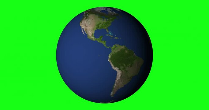 Planet earth from space. Planet rotating animation. Global space exploration space travel concept. Digitally generated image. Green Scene.