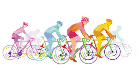 Fototapeta premium Fahradrennen mit einer Gruppe von Radfahrern