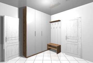 wardrobe hallway 3d render interior design modern furniture - 452469300