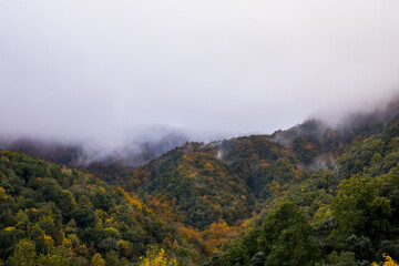 Autumn sunrise in Puigsacalm peak, La Garrotxa, Girona, Spain