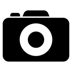 A photographic equipment icon, solid design of camera