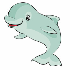 beluga character, cartoon illustration, isolated item on white background, vector,