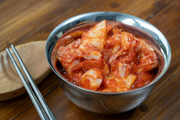 Korean pickle and seasoning Spicy Kimchi Korean traditional food, Kimchi salad made with vegetable cabbage and pepper.