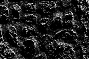 Old grungy retro dirty faded eerie wall of ancient city. Uneven pitted peeled fissured surface of cary cellar. Ruined shabby scary block. Hard foul messy ragged bumps on stonewall for 3D grunge design