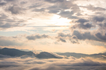 Autumn sunrise in Puigsacalm peak, La Garrotxa, Spain