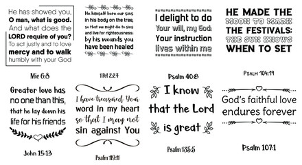 Set of Bible verses. Christian Quotes and Scripture sayings 