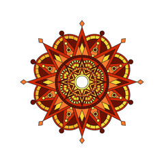 fire pattern, bright mandala, geometric ornament, blank for the design of invitations and advertising