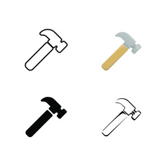 Hammer icon. Hammer vector design illustration. Hammer simple sign. Set of hammer icon isolated on white background. Hammer icon symbol for logo, web, app, template, UI.