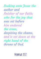 Looking unto Jesus the author and finisher of our faith; who for the joy that was set before him endured the cross. Bible verse quote
