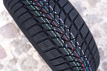 Close up of a tire tread