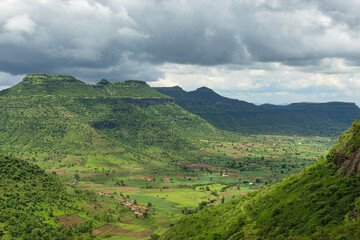 View of Sahyadri mountains from Dhodap fort, Nashik, Maharashtra, India.