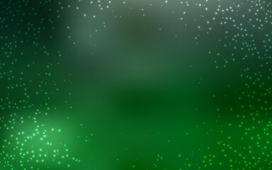 Dark Green vector background with galaxy stars. Shining illustration with sky stars on abstract template. Template for cosmic backgrounds.